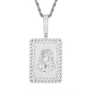 Tagged Baguette Cross | Moissanite Diamond Solid 925 Silver Hip Hop Dogtag Pendant