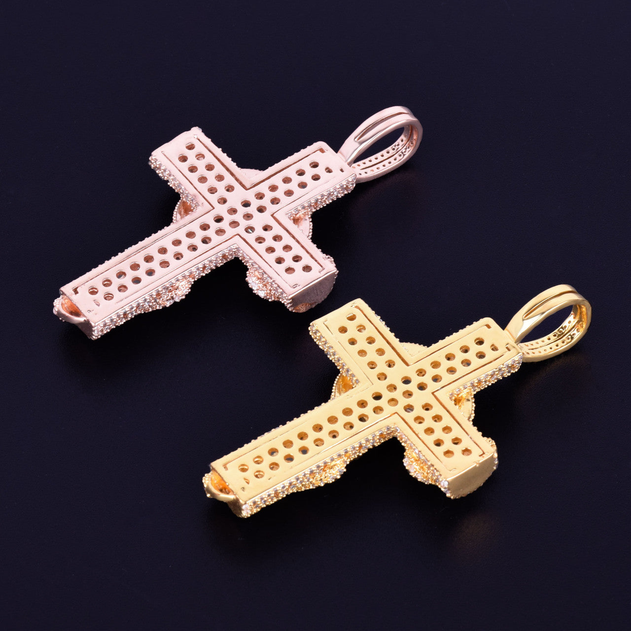 Good Vs Evil | Rose Gold .925 Silver Snake Serpent VVS Diamond CZ Cross Pendant