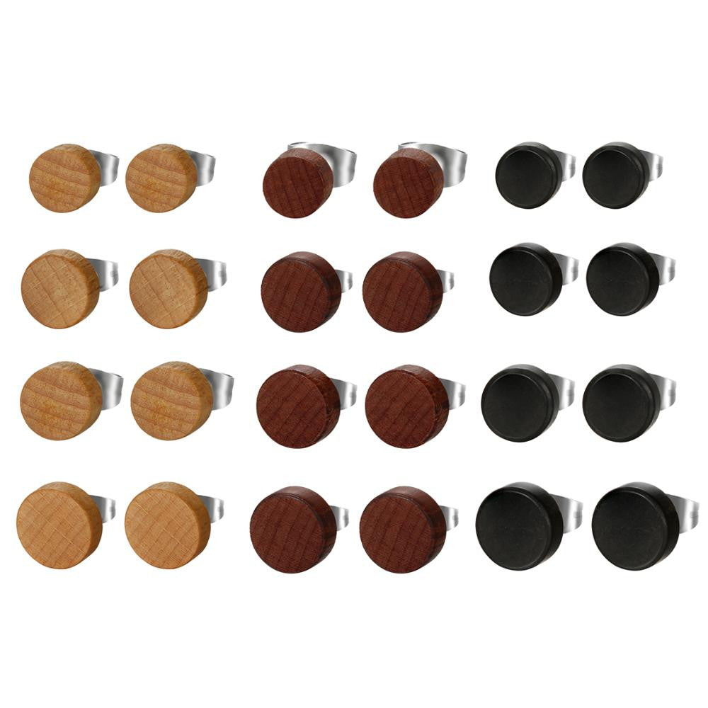 Wooden Stud 6mm - 12mm Wood Stainless Steel Stud New Fashion Earrings