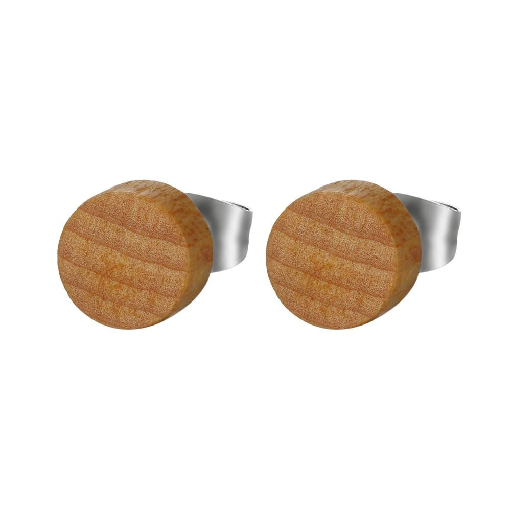 Wooden Stud 6mm - 12mm Wood Stainless Steel Stud New Fashion Earrings
