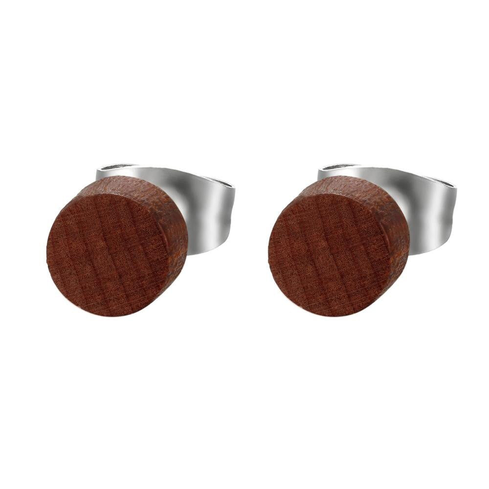 Wooden Stud 6mm - 12mm Wood Stainless Steel Stud New Fashion Earrings