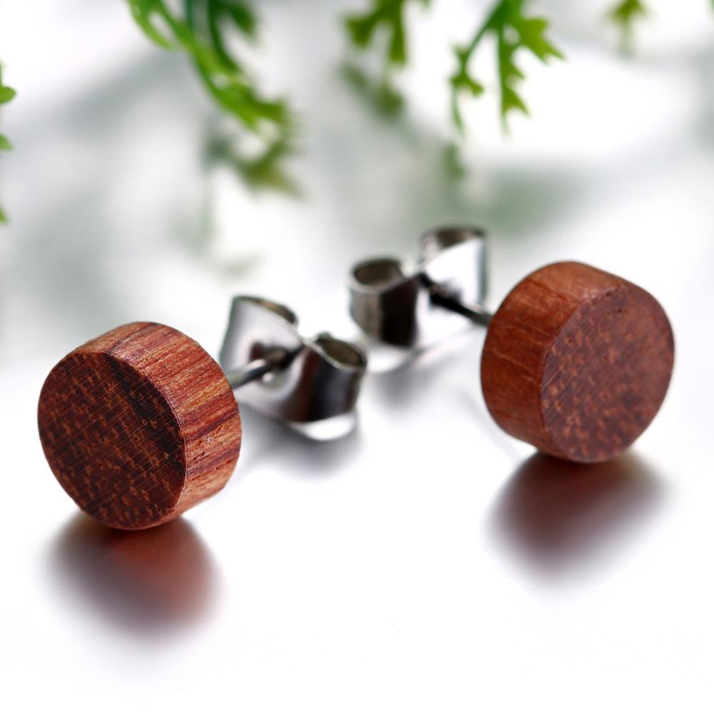 Wooden Stud 6mm - 12mm Wood Stainless Steel Stud New Fashion Earrings