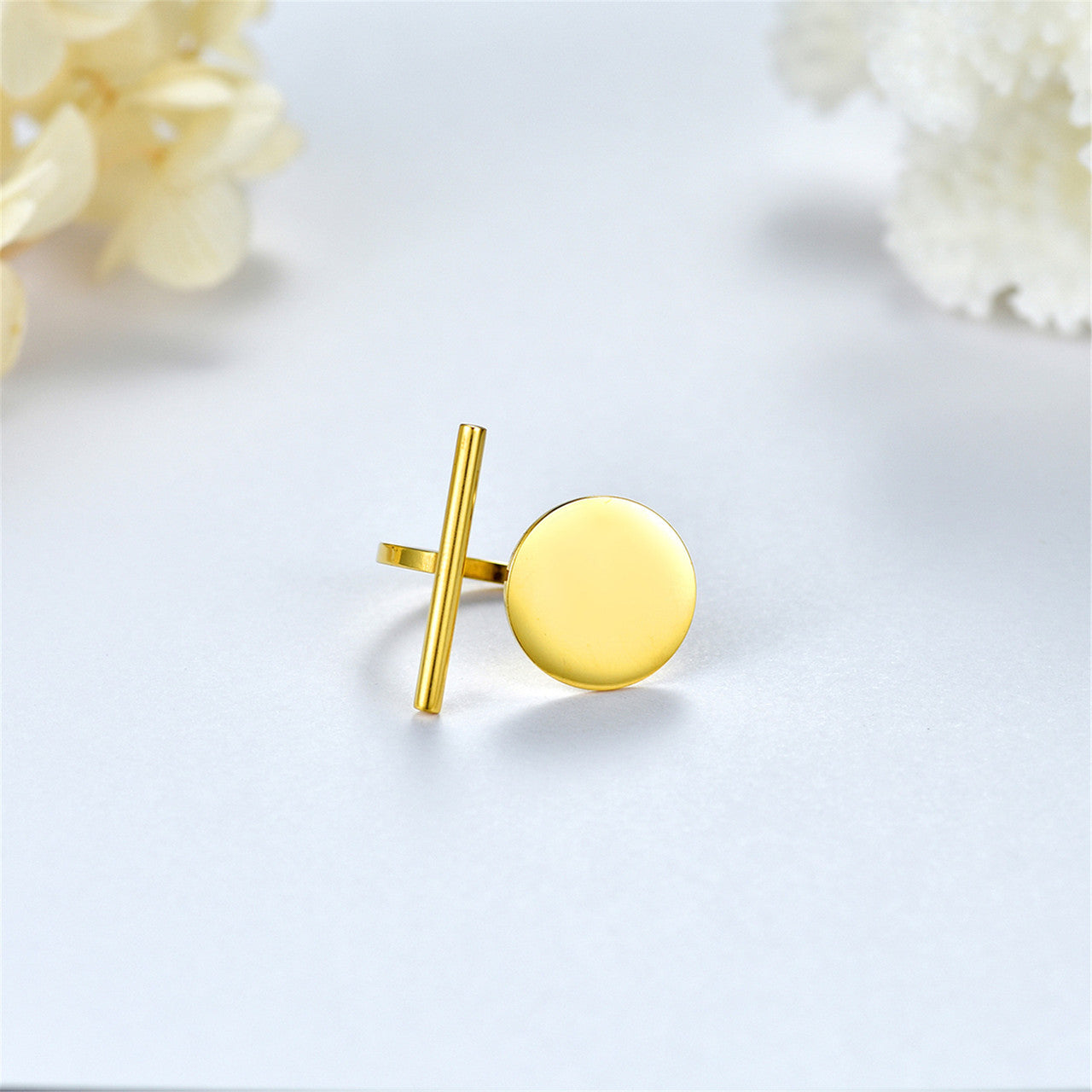 Ladies High Fashion Contemporary Design 14k Gold Stainless Steel Rings