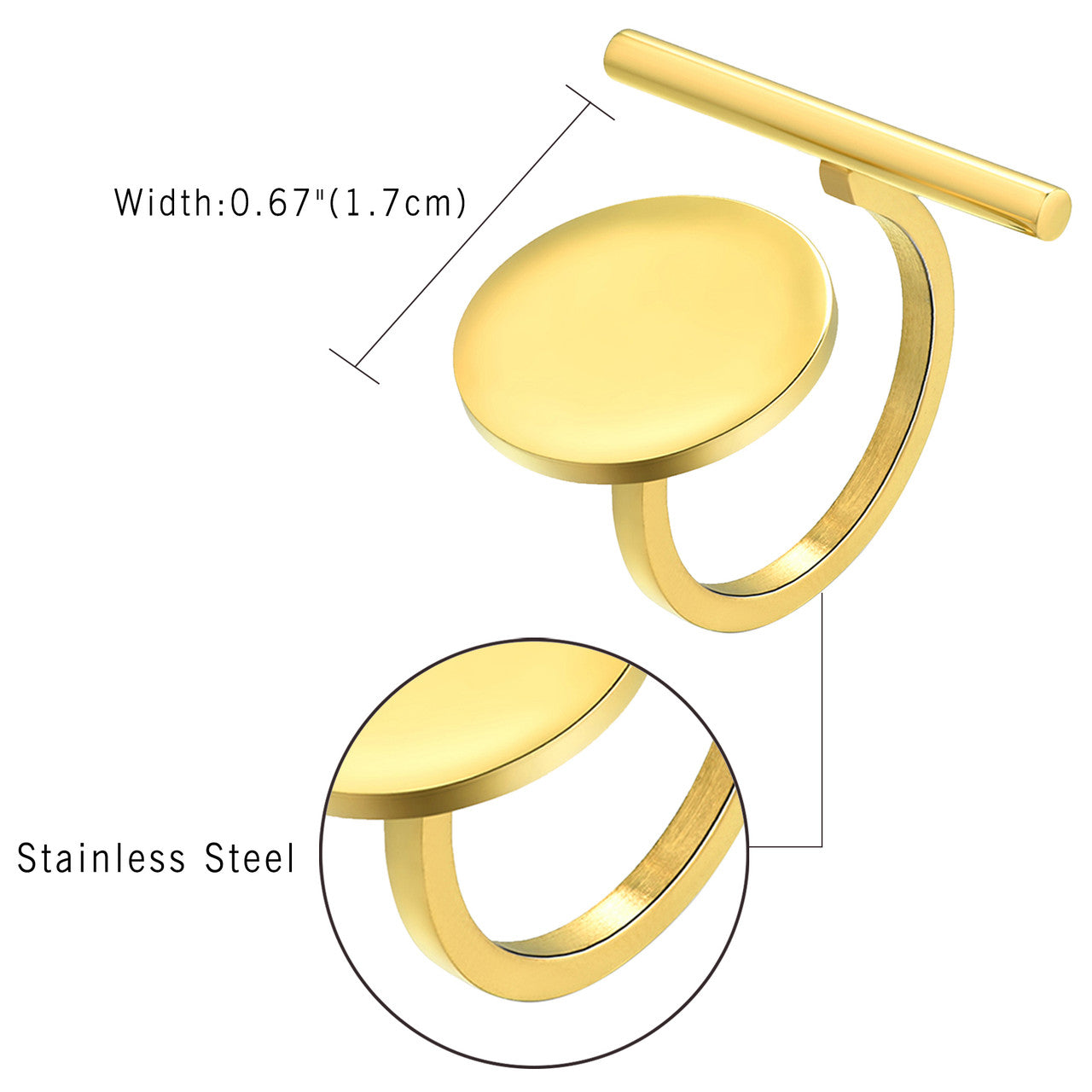 Ladies High Fashion Contemporary Design 14k Gold Stainless Steel Rings