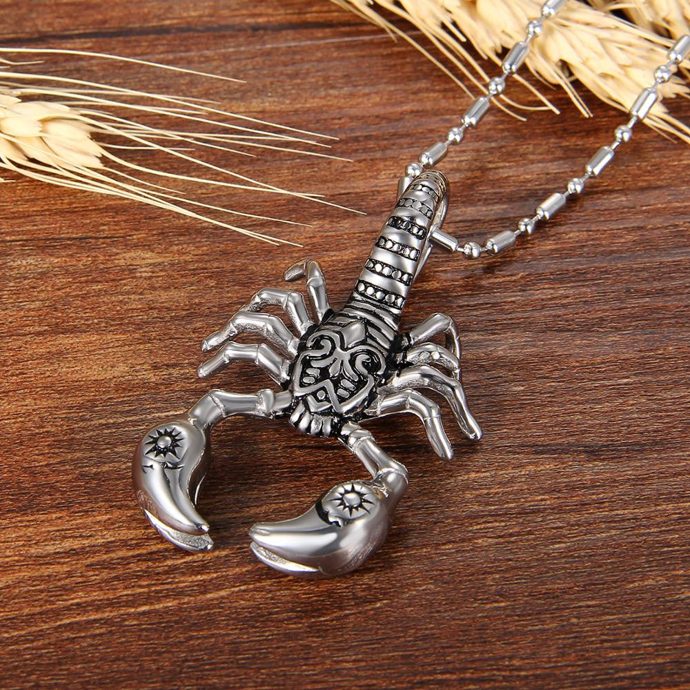Ancient Look Tribal 14k Gold Silver No Fade Stainless Steel Scorpion Scorpio Pendant Chain Necklace