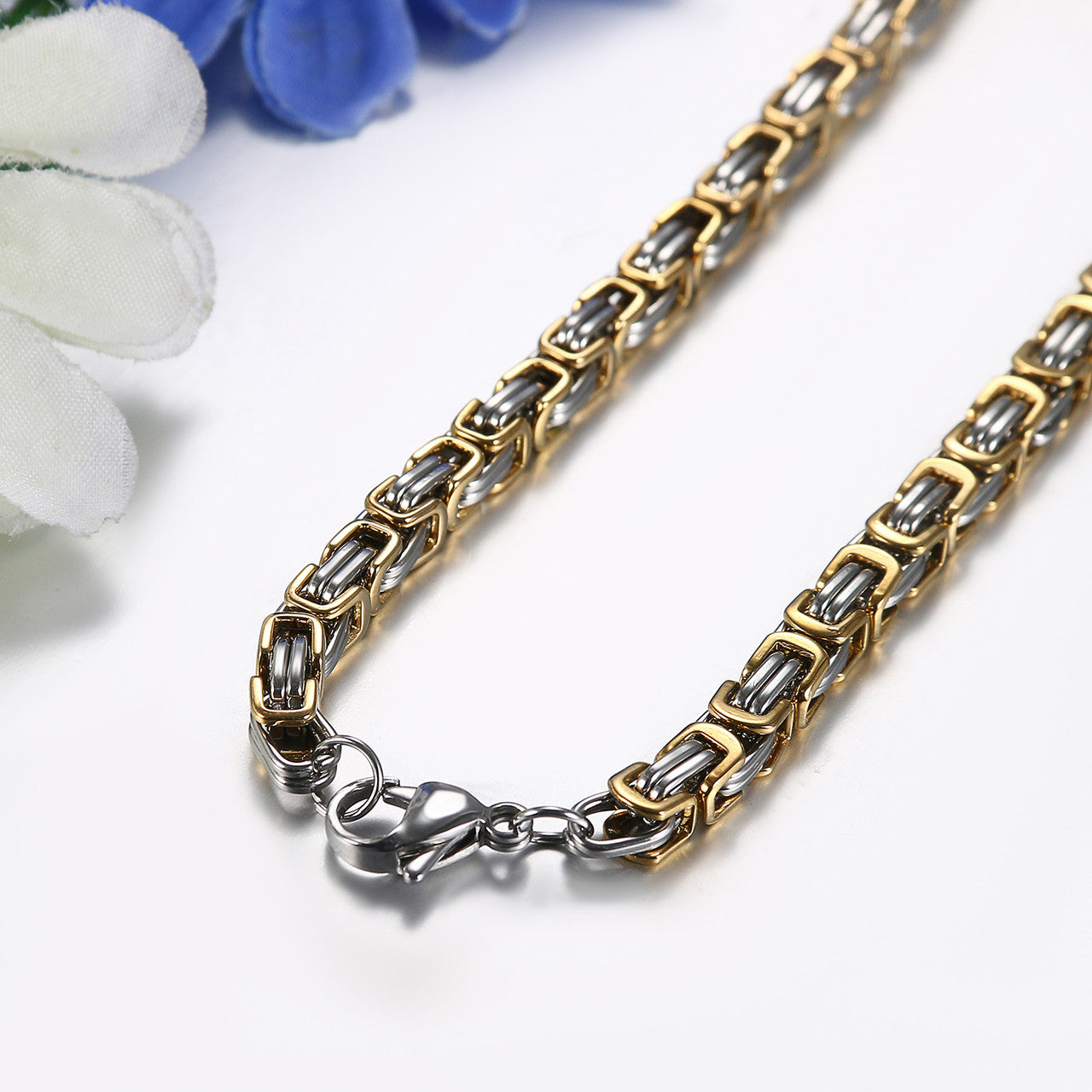 Mens Classic Stainless Steel Black Gold No Fade Hip Hop Casual Chain Necklace