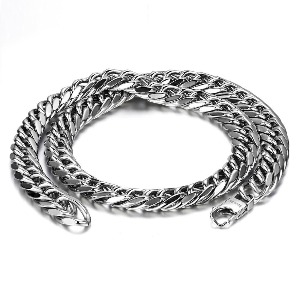 Mens Hip Hop Rombo Style No Fade Stainless Steel Cuban Link Bling Chain Necklace