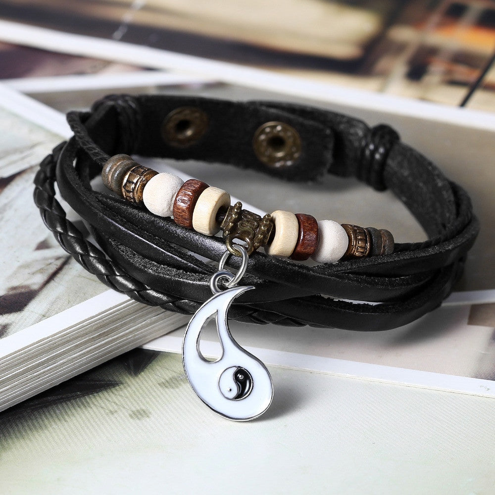 Couples Mens / Women Ying Yang Leather Love Adjustable High Fashion Bracelets