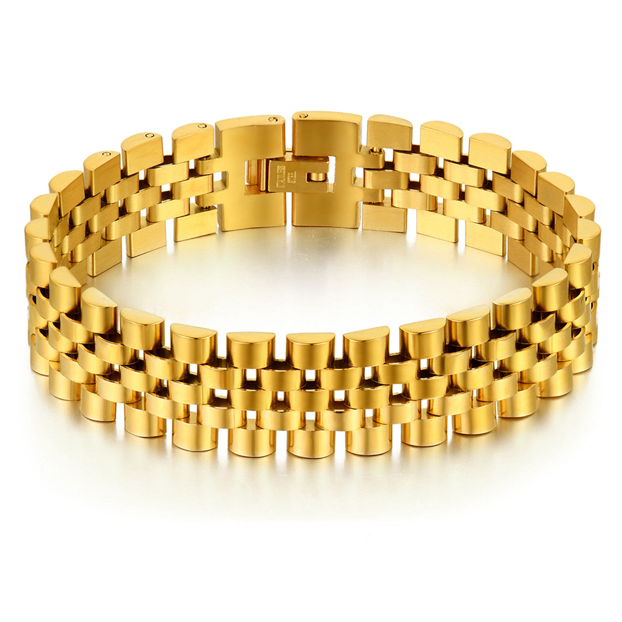 Mens No Fade Stainless Steel Gold Silver Rose Watch Band Classic Bracelets