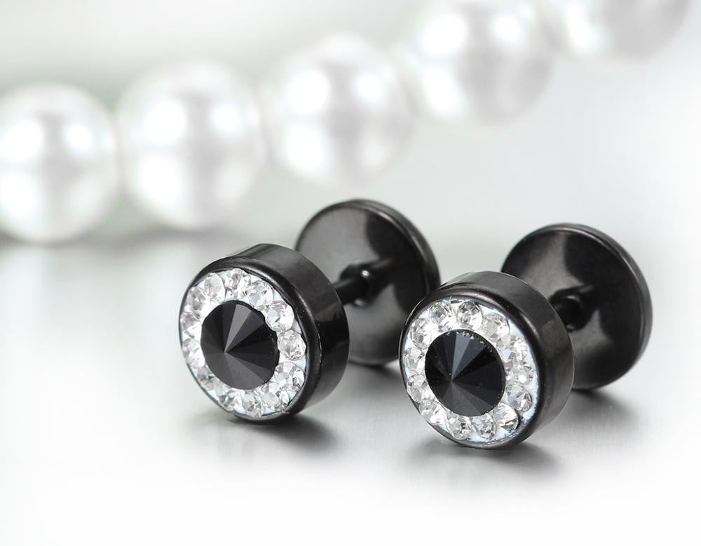 Titanium Stainless Steel Barbell Style Bling Street Wear Earrings