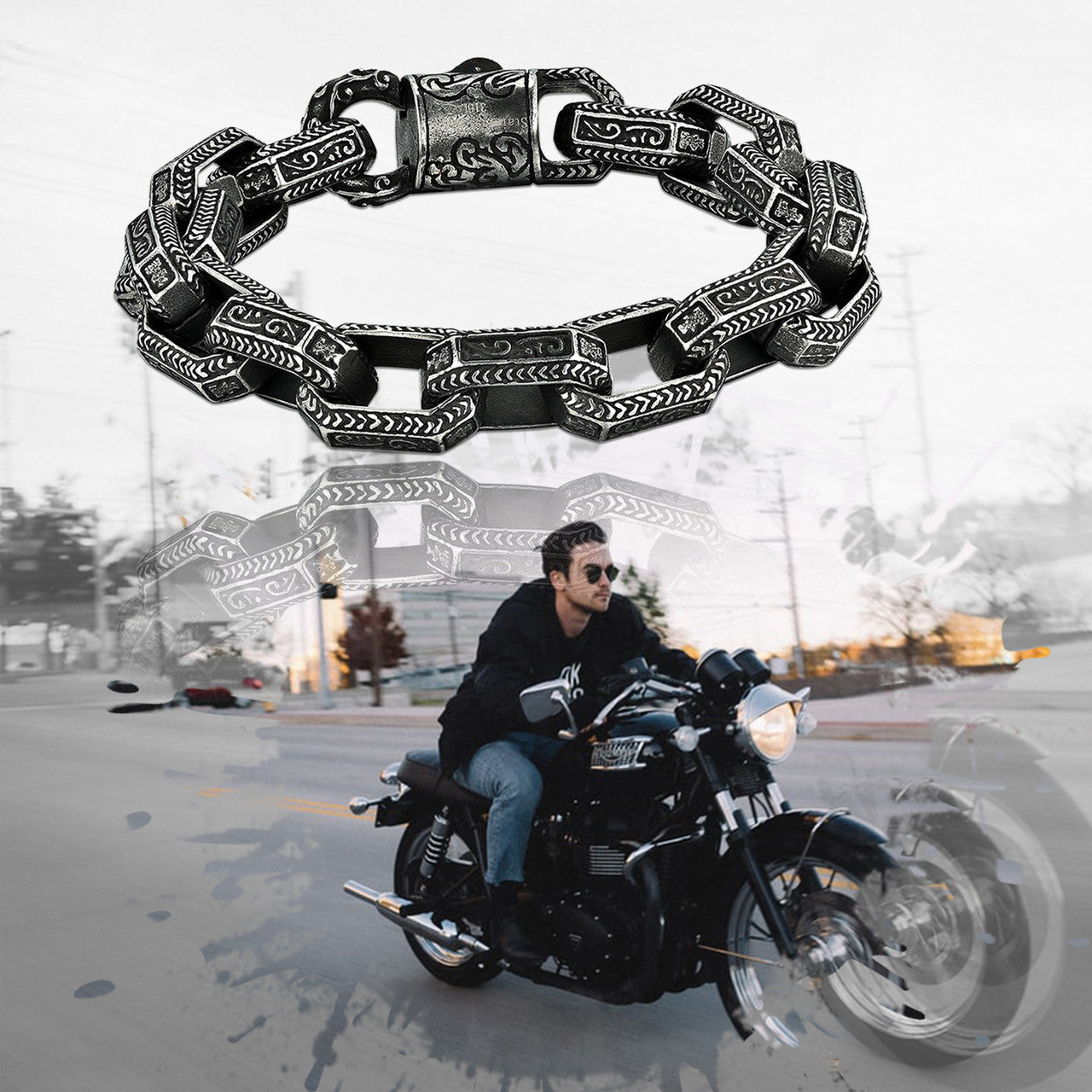 Vintage Antique Look 316L Solid No Fade Stainless Steel Dominant Man Bracelets