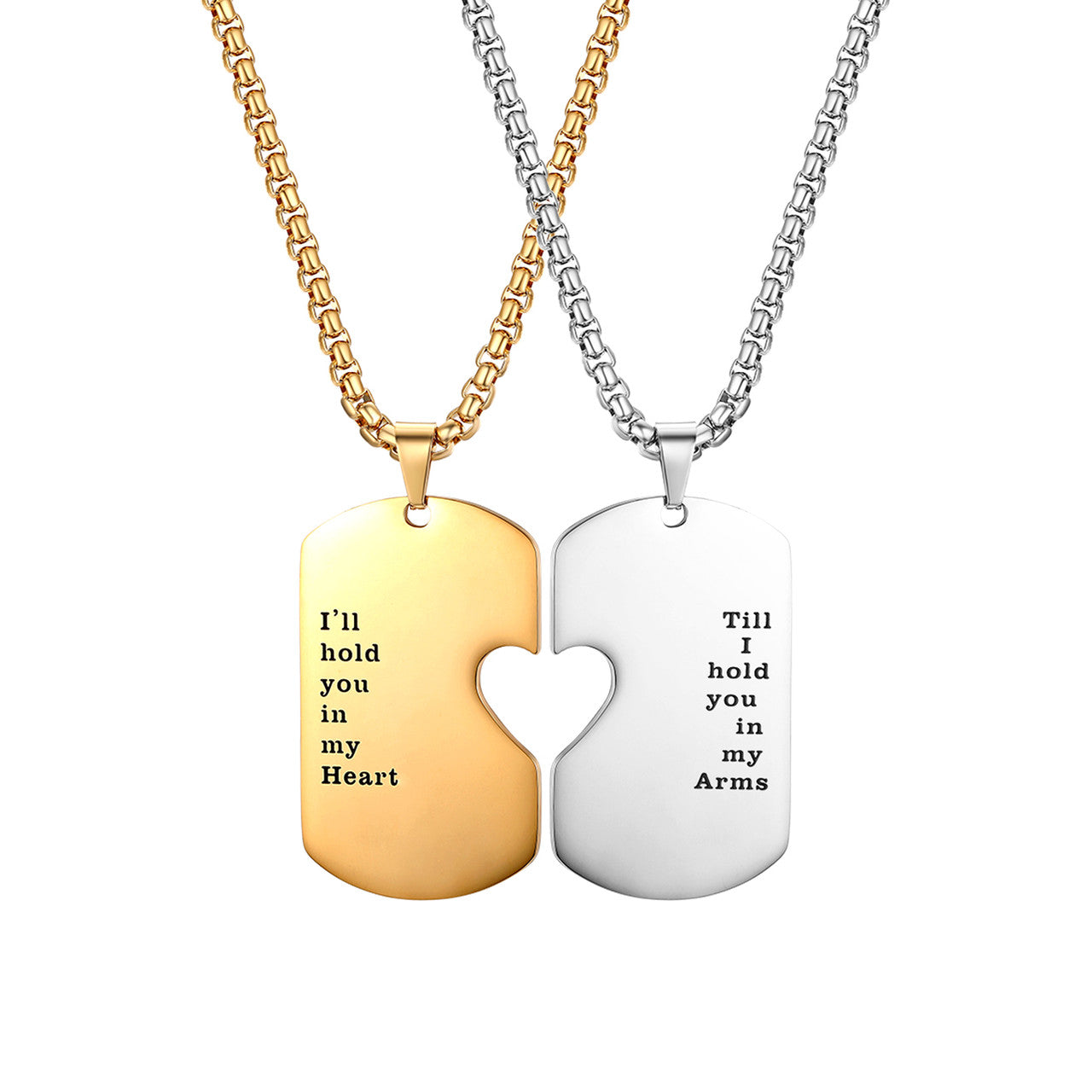 Couples Lovers No Fade Stainless Steel Heart Pendant Chain Necklace