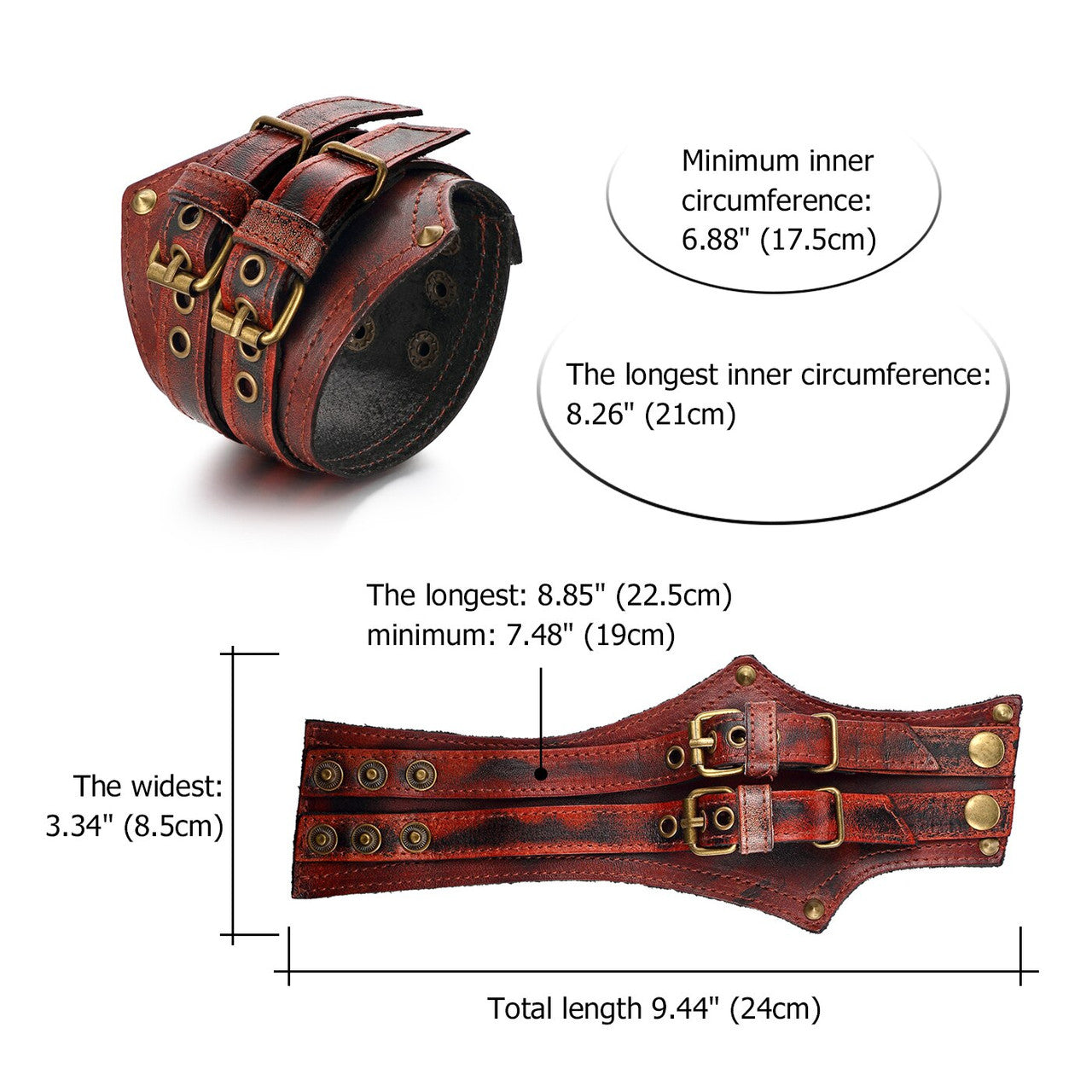Mens Genuine Leather Pharaoh Cuff Belt Buckle Style Cuff Bracelet