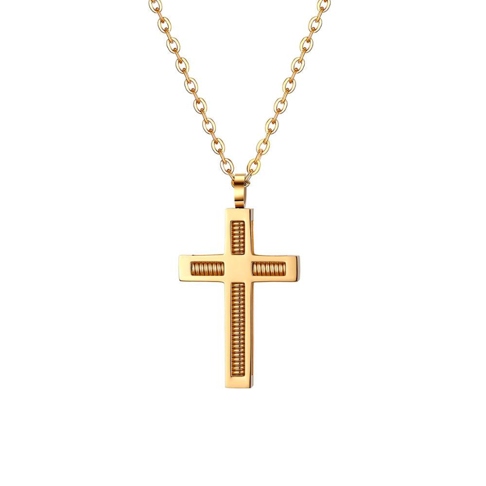 Mens Stainless Steel Gold Silver Black Designer Cross Stainless Steel Pendant