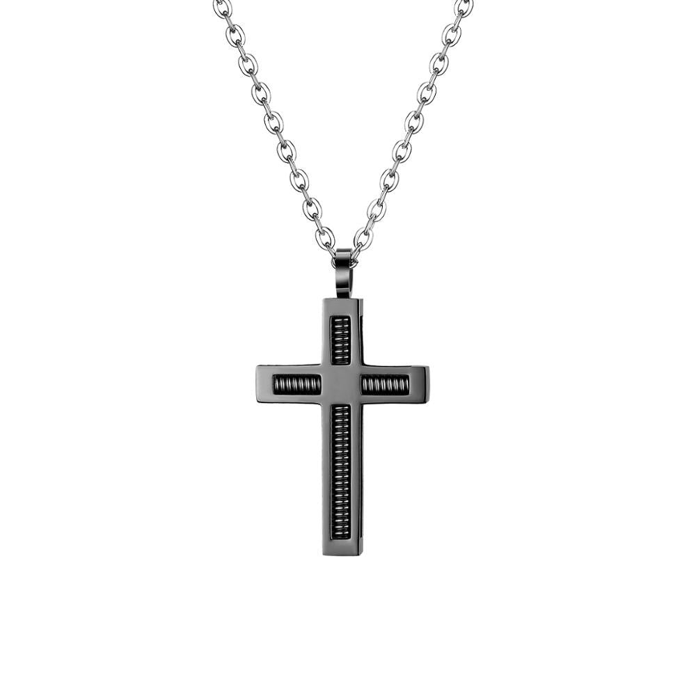 Mens Stainless Steel Gold Silver Black Designer Cross Stainless Steel Pendant