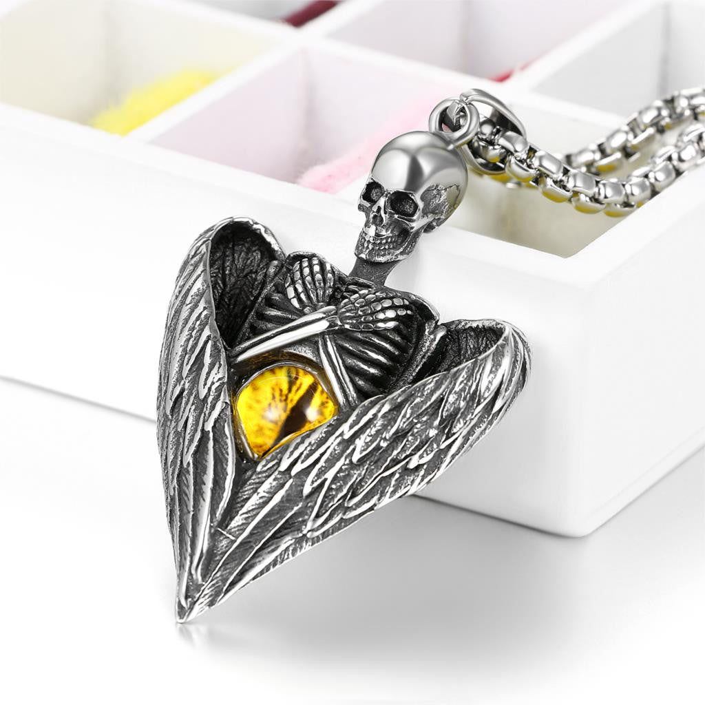 Mens No Fade Stainless Steel Dragon Skull Heat All Seeing Eye Pendant Chain Necklaces