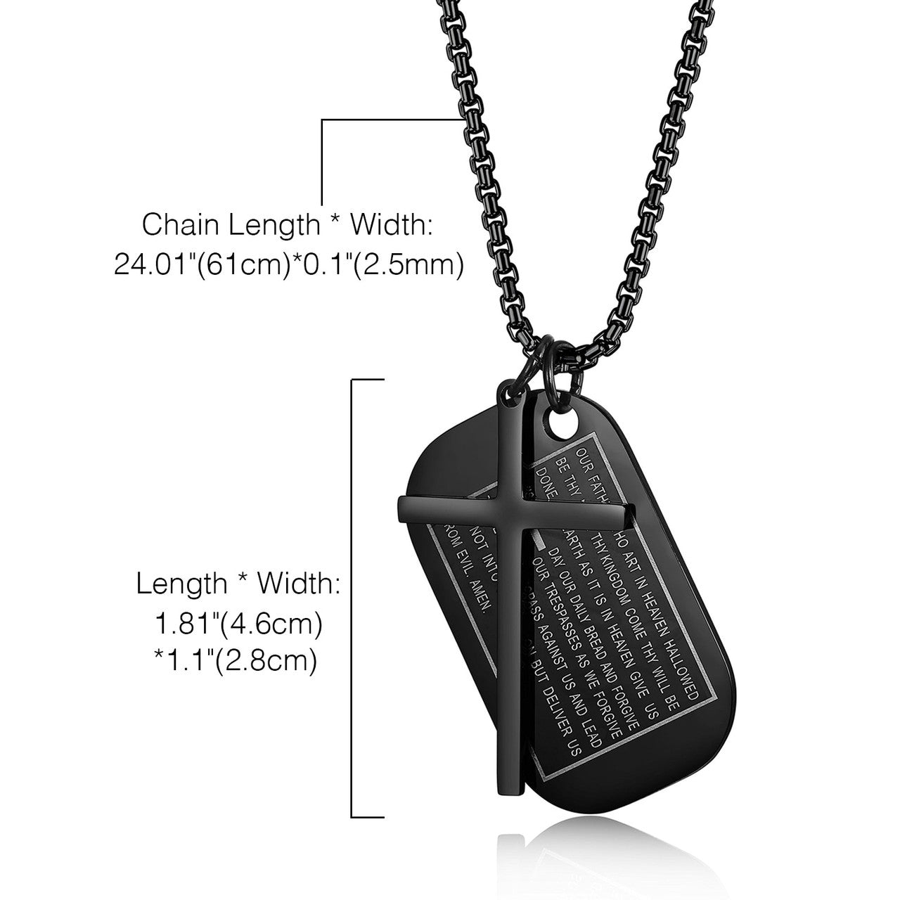 Mens High Quality Gold Silver Black Over Stainless Steel Lords Prayer Cross Pendant