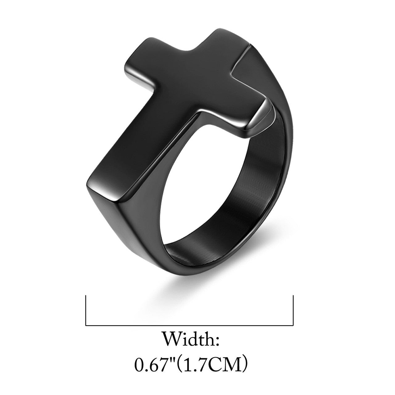 Mens Black Stainless Steel Street Wear Spiritual Jesus Cross Rings