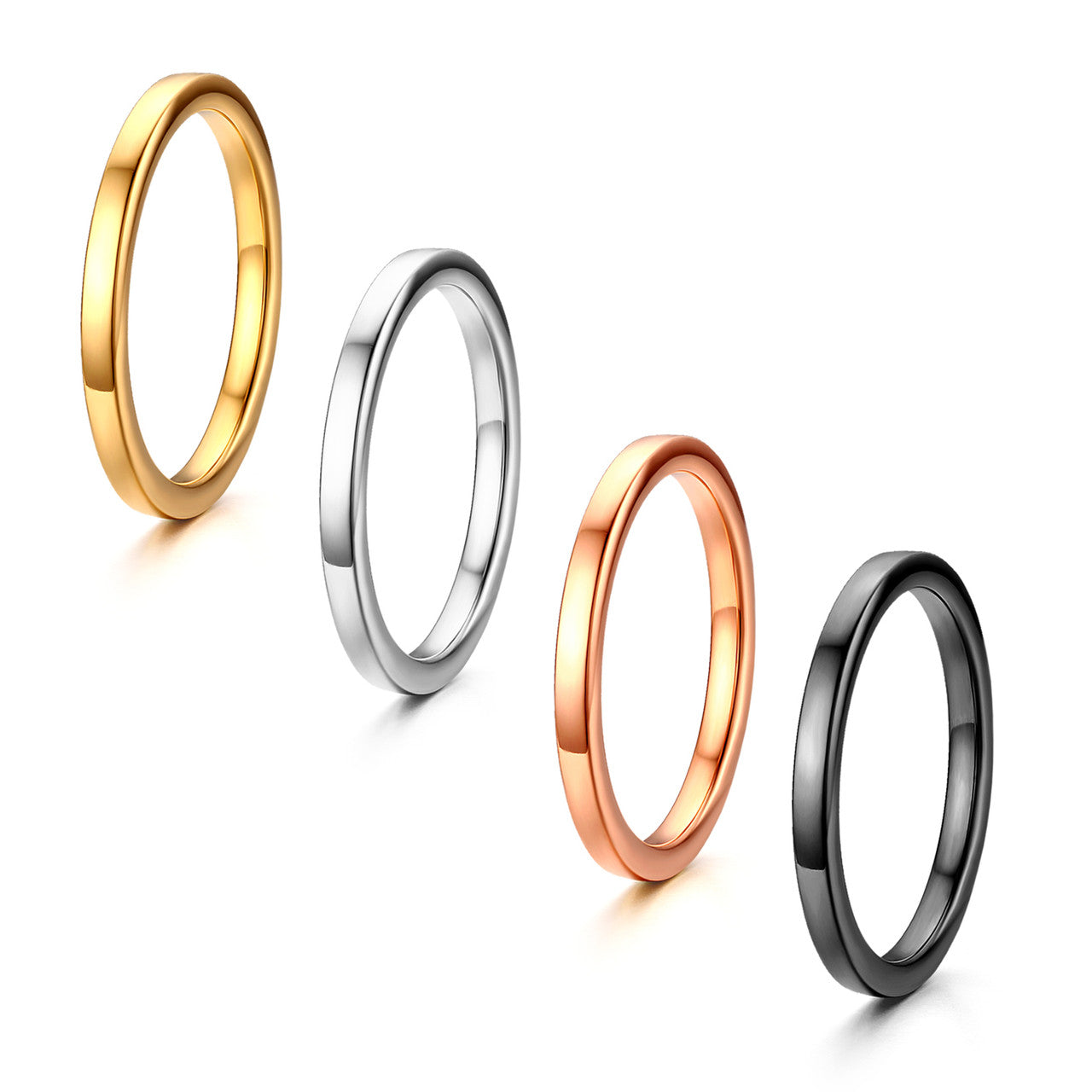 Ladies 4 Piece Knuckle Stacking No Fade Stainless Steel Ring Set