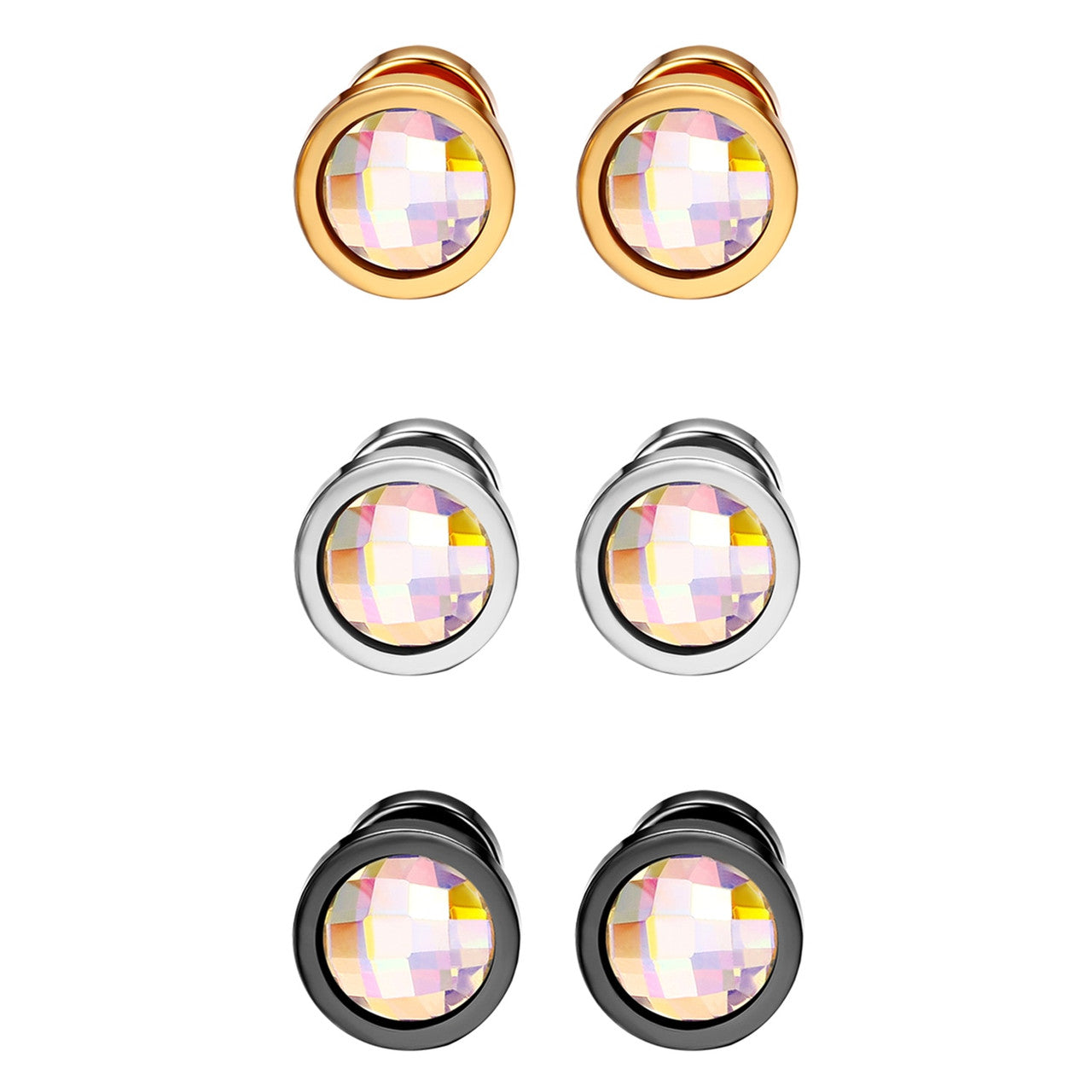Colorful Stone Stainless Steel High Fashion Bling Street Wear Casual Earrings
