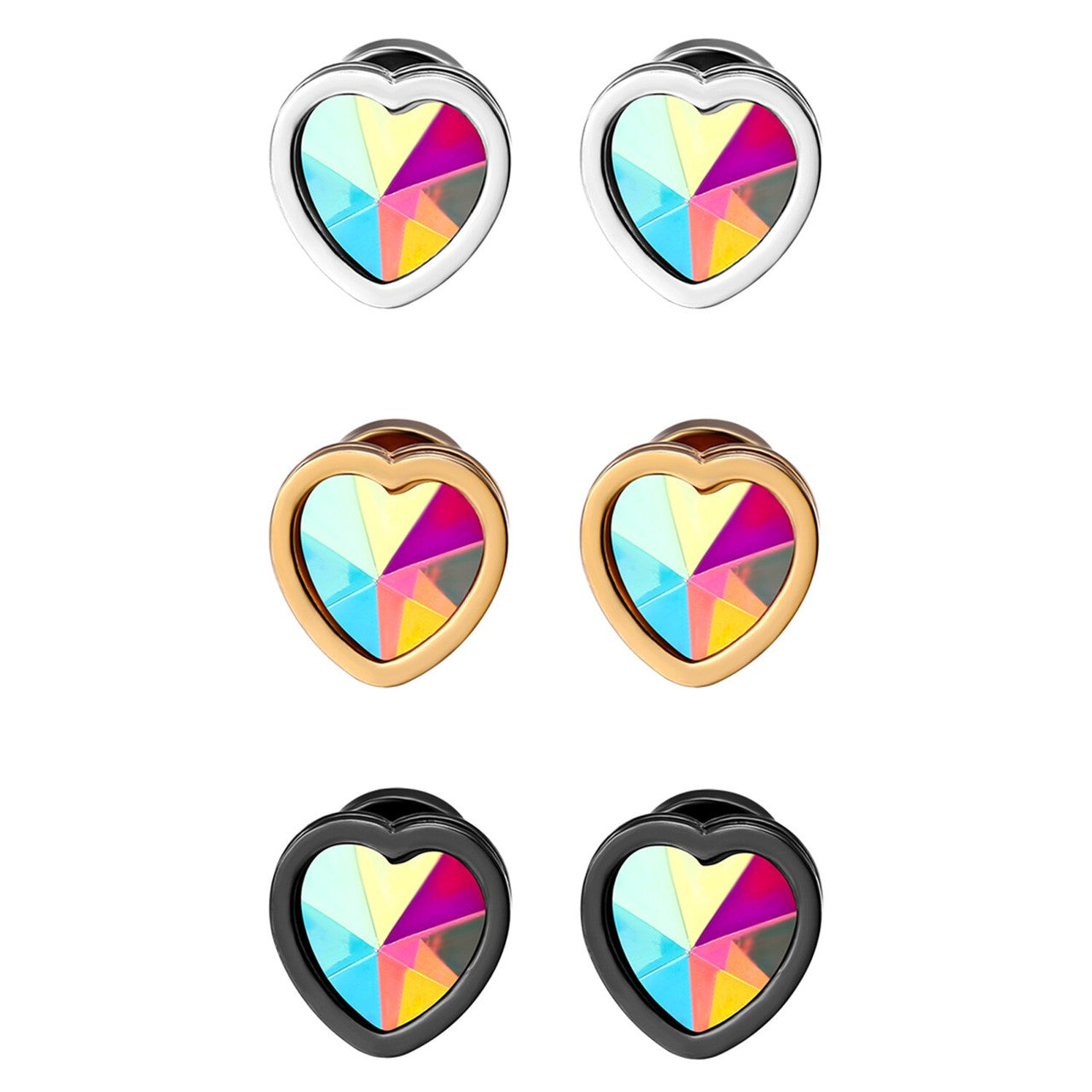 Colorful Stone Stainless Steel High Fashion Bling Street Wear Casual Earrings