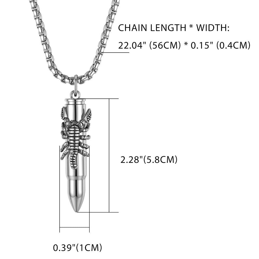 Mens No Fade Open Bullet Stainless Steel Hip Hop Pendant Chain Necklace