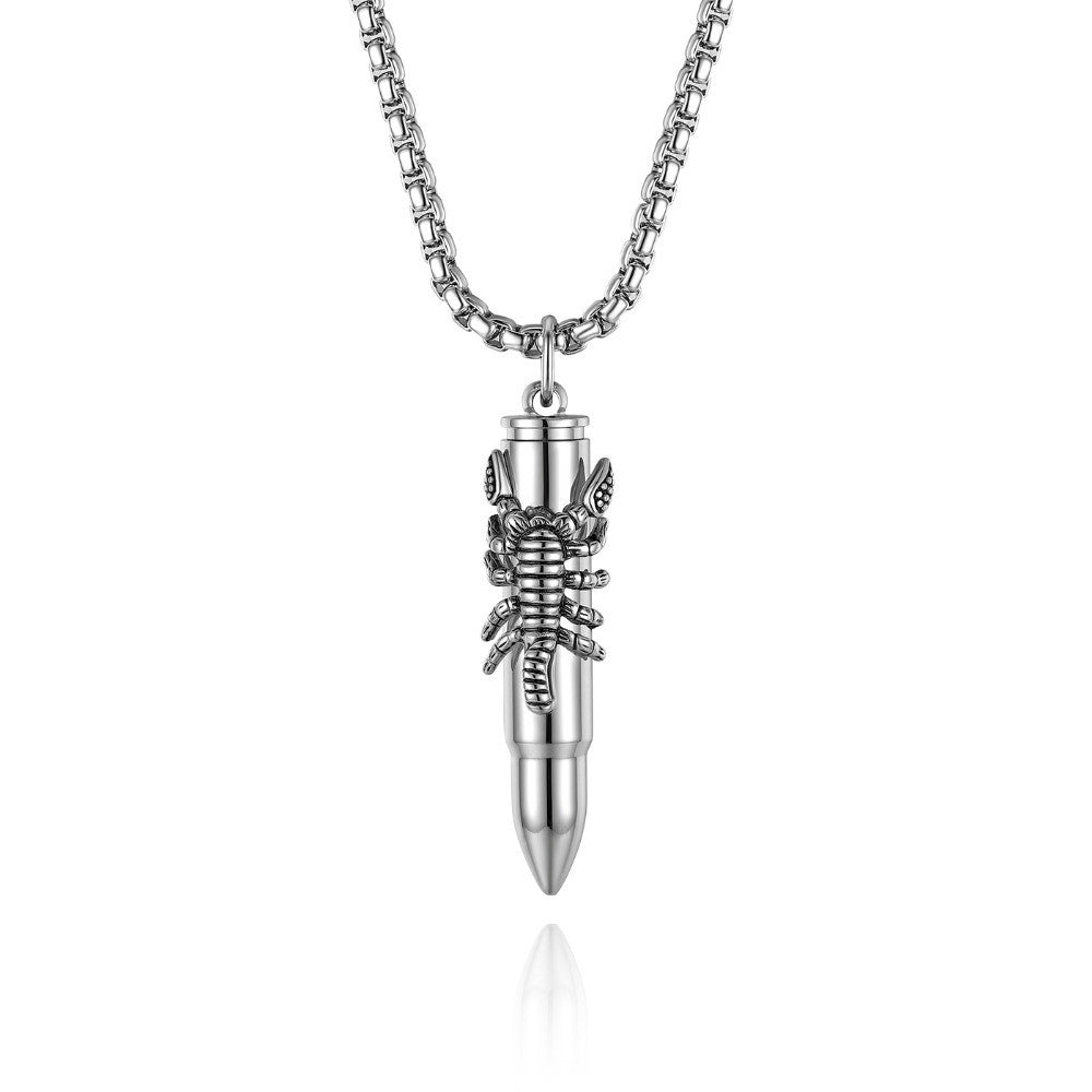Mens No Fade Open Bullet Stainless Steel Hip Hop Pendant Chain Necklace