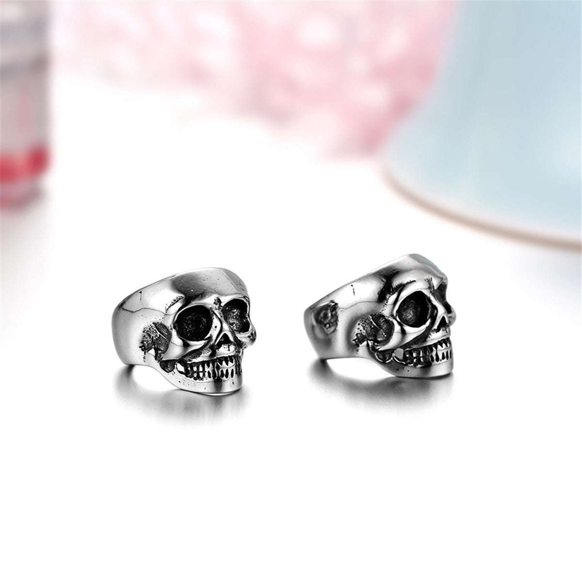 Street Wear No Fade Stainless Steel Hip Hop Clip On No Piercing Skull Earrings