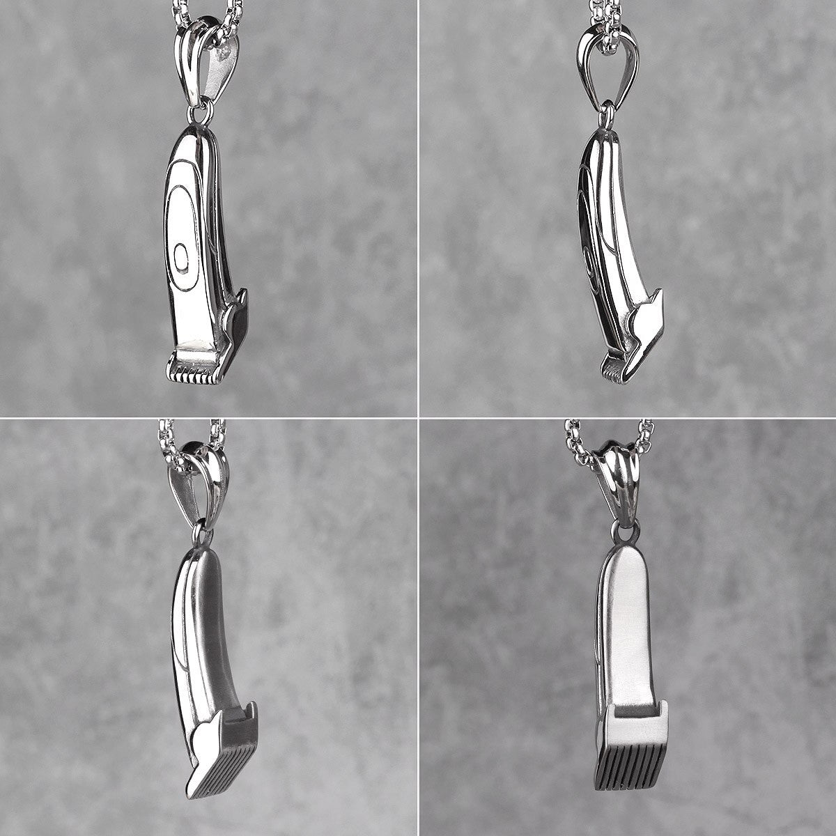 Stainless Steel No Fade Stainless Steel Barber Hair Clippers Shaver Pendant Chain Necklace