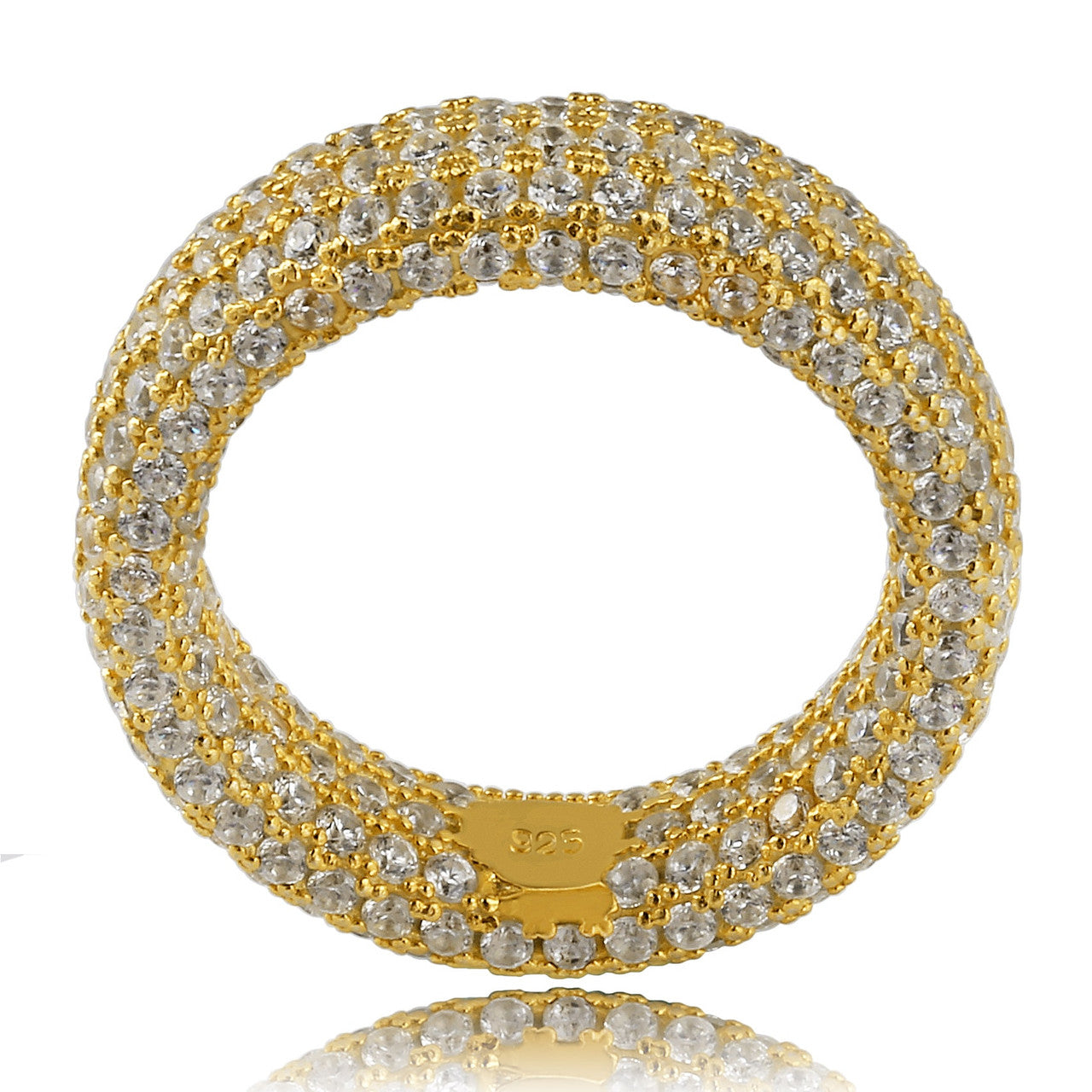 14k Yellow Rose Gold Over 925 Sterling Silver Flooded Ice Solid Thick Circle Iced Rings