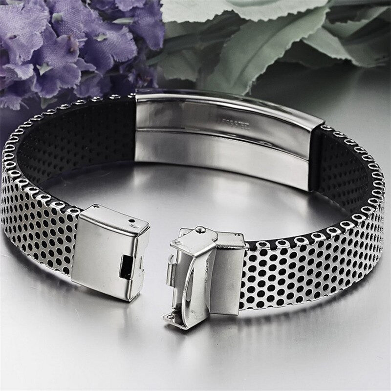 Men&#39;s High Fashion Genuine Leather No Fade Stainless Steel Street Wear Casual Bracelets