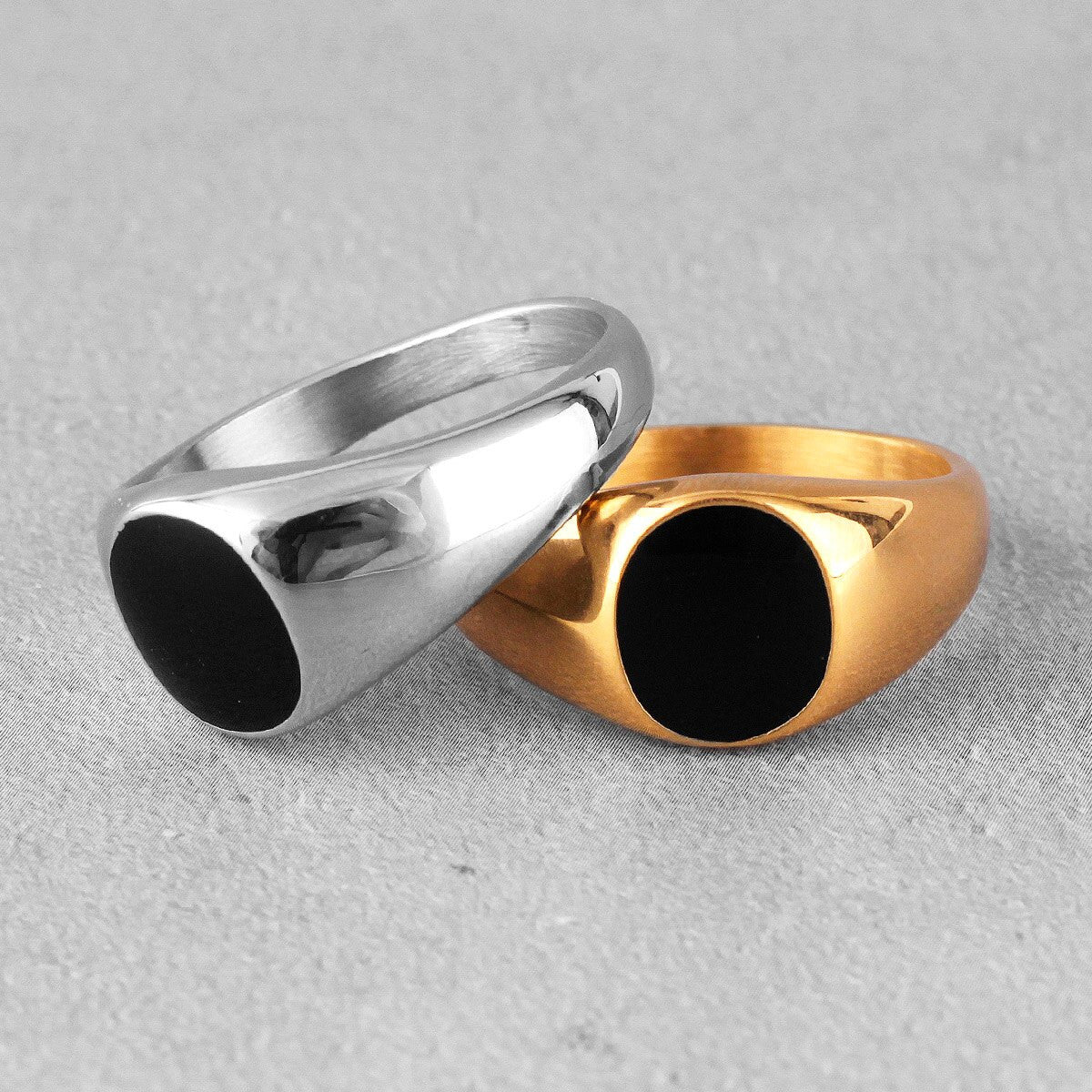Mens Simple Classic 14k Gold Stainless Steel Pinky Style Luxury Rings