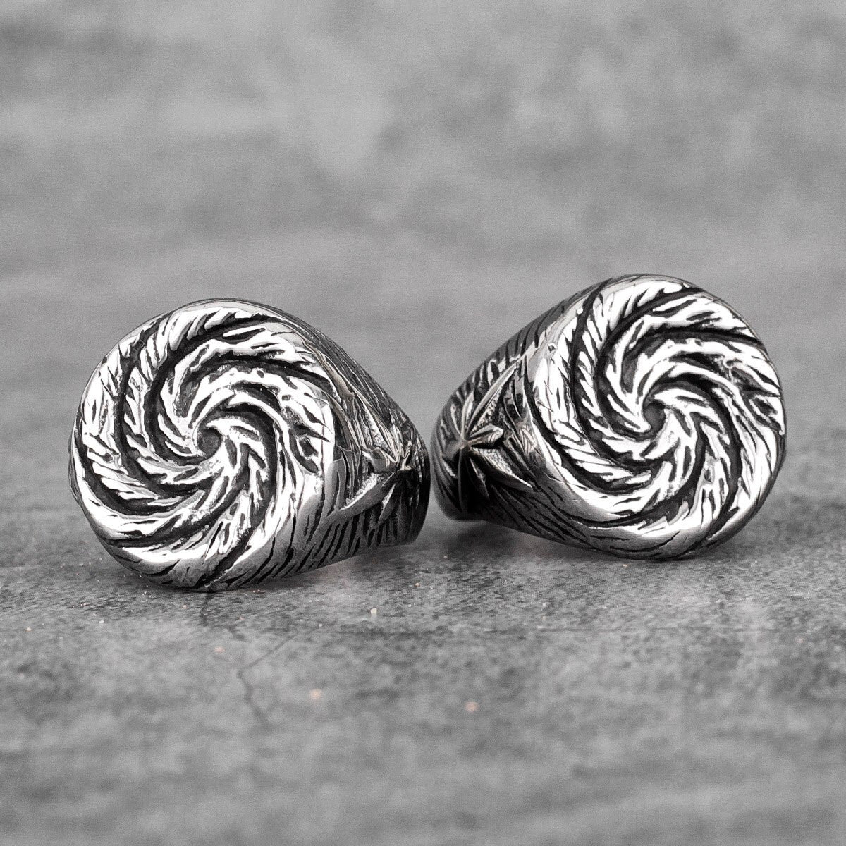 Black Hole Swirl No Fade Stainless Steel Unique Personality Rings
