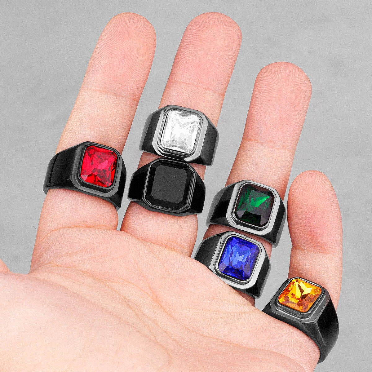 Mens Black No Fade Stainless Steel Simulate Diamond Classic Luxury Rings