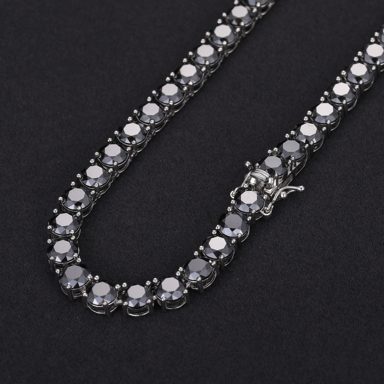 Genuine VVS Black Diamond Solid 925 Silver Black iced Blinged Out Tennis Bracelets & Chains