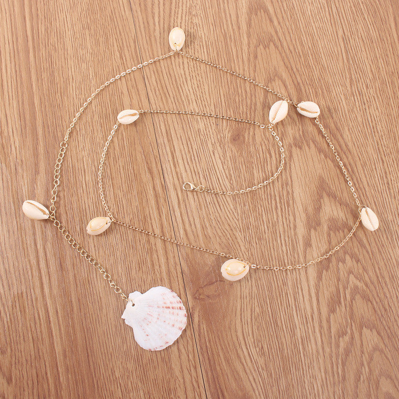 Ladies Boho Sea Shell Gold Waist Belly Body Chain Neckalce