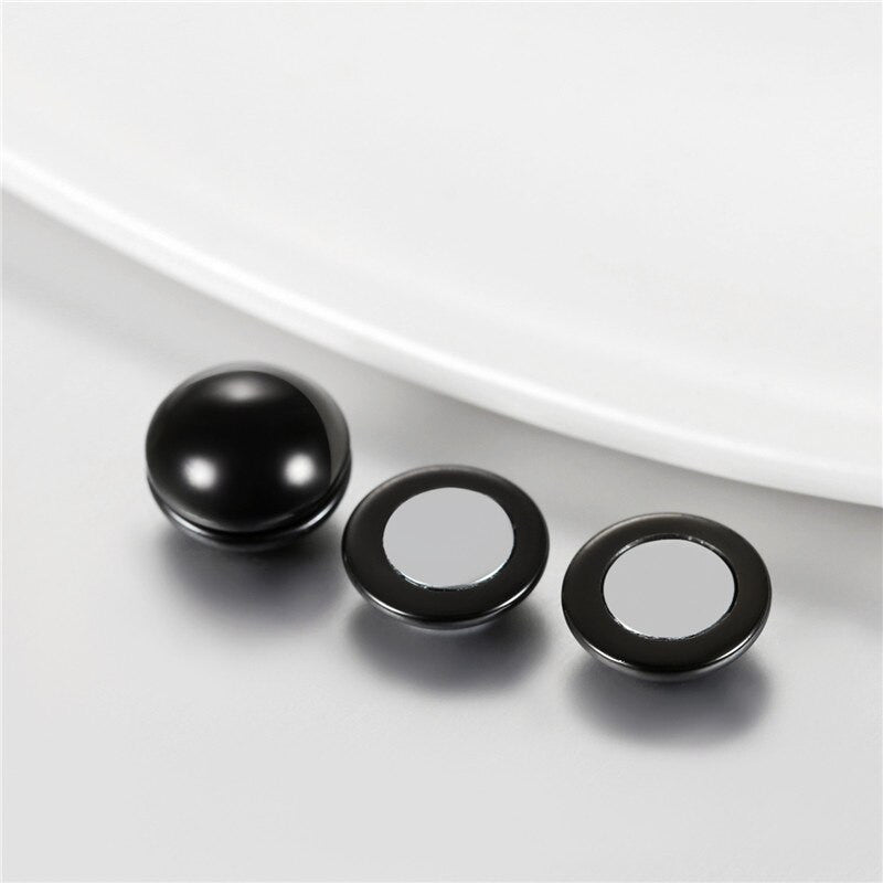 Black Oil Drop Stainless Steel Double Sided Magnet Magnetic Earrings