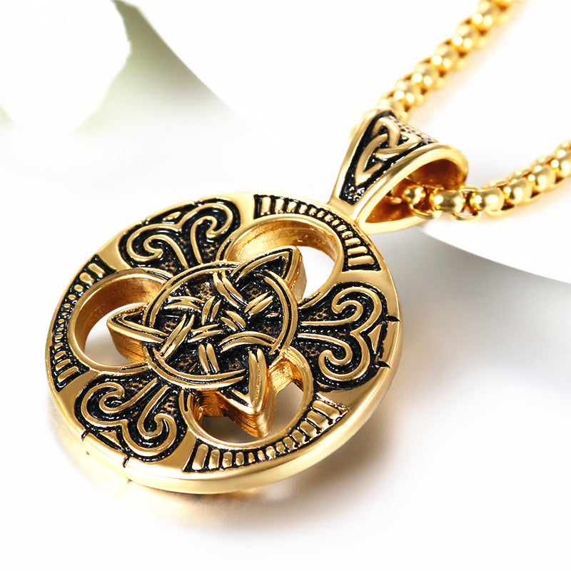Celtic Knot Retro No Fade Stainless Steel High Fashion Casual Pendant Chain Necklace