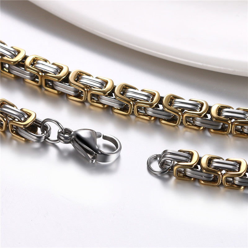 No Fade Black Gold Silver Stainless Steel Hip Hop Cross Pendant Chain Necklace