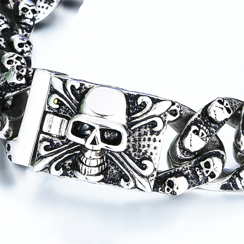 All Skull No Fade Stainless Steel Man Of Dominance Skeleton Bracelet