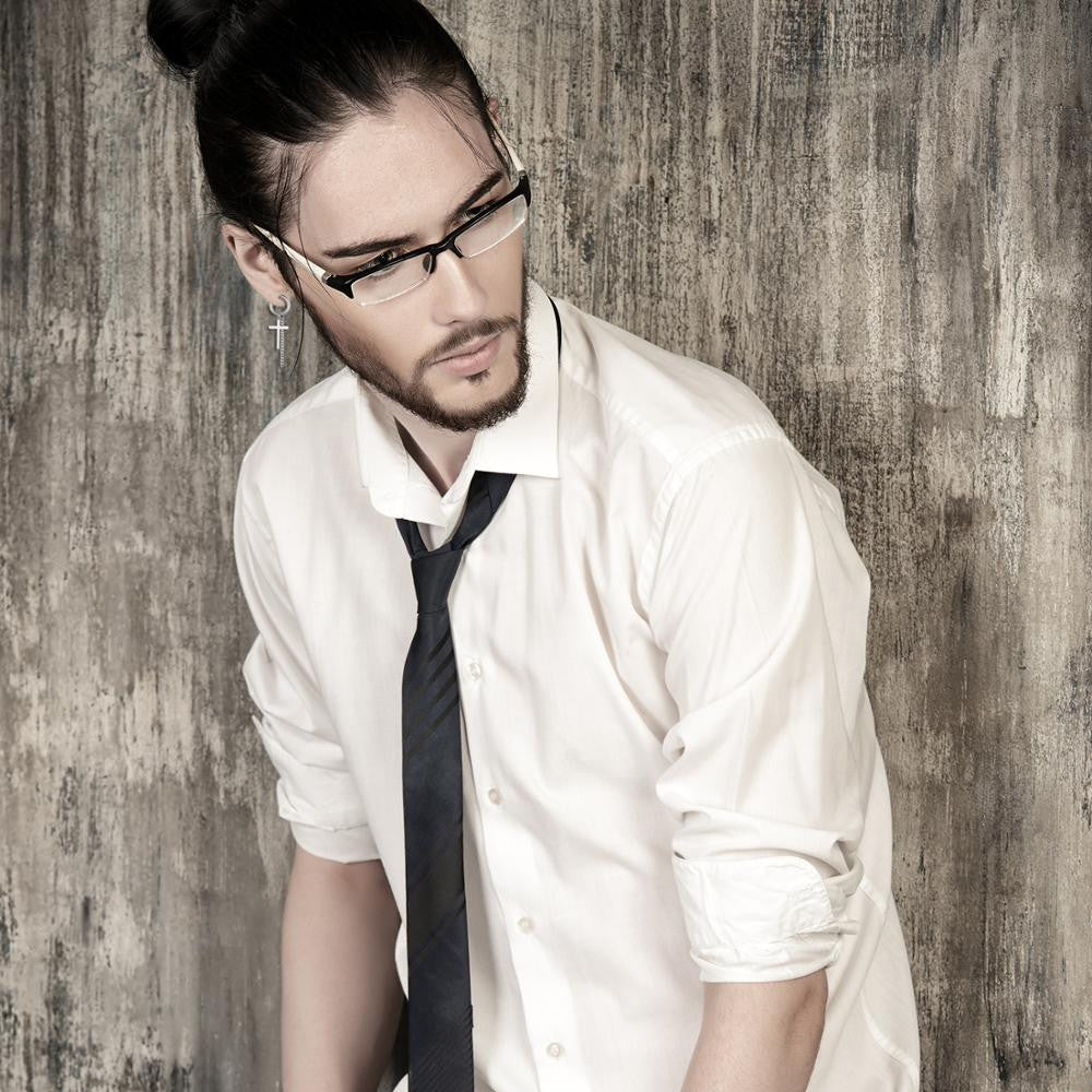 14k Gold Silver Black Cross Chain Hoop Stainless Steel Non Pierced Clamp Bling Earrings