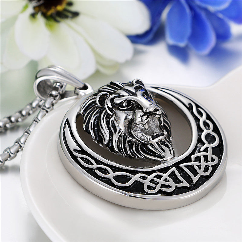 Mens No Fade Stainless Steel Hip Hop Lion Head Pendant Chain Necklace