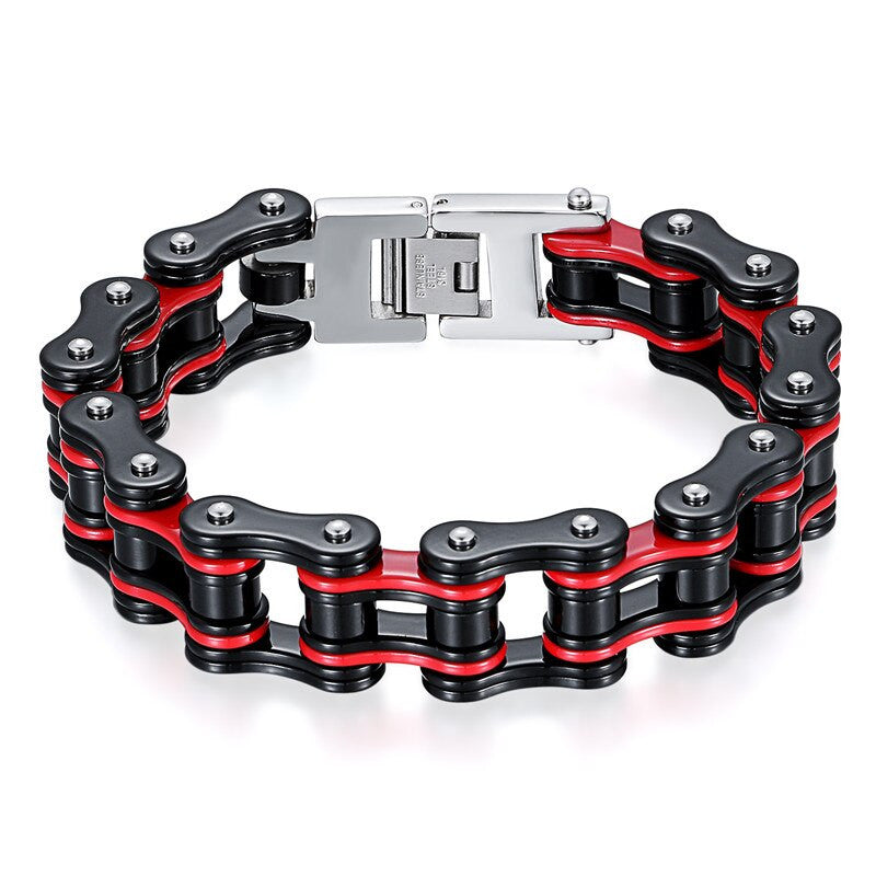 15mm Mens Biker Motorcycle Link Two Tone Stainless Steel Chain Link Bracelets