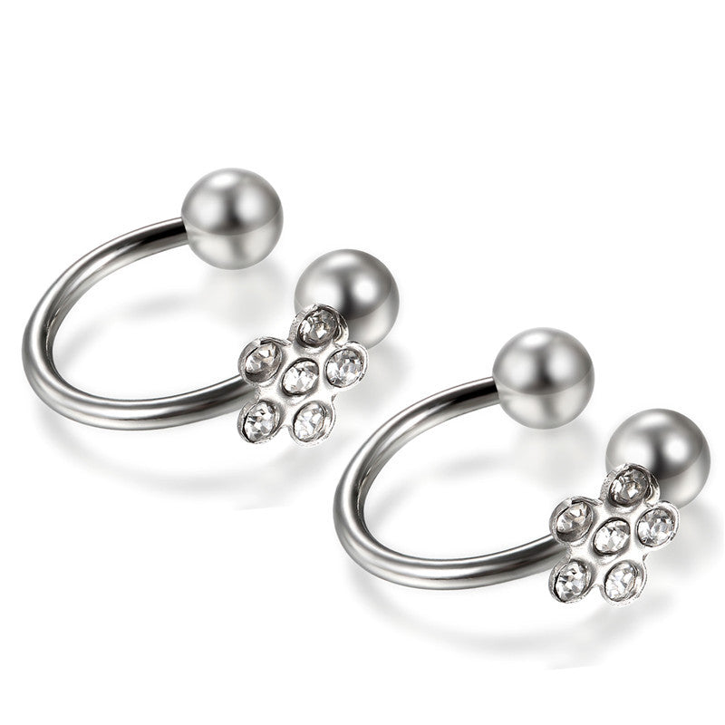 Ladies Horseshoe No Fade Barbell Sunflower Stone Nose Rings