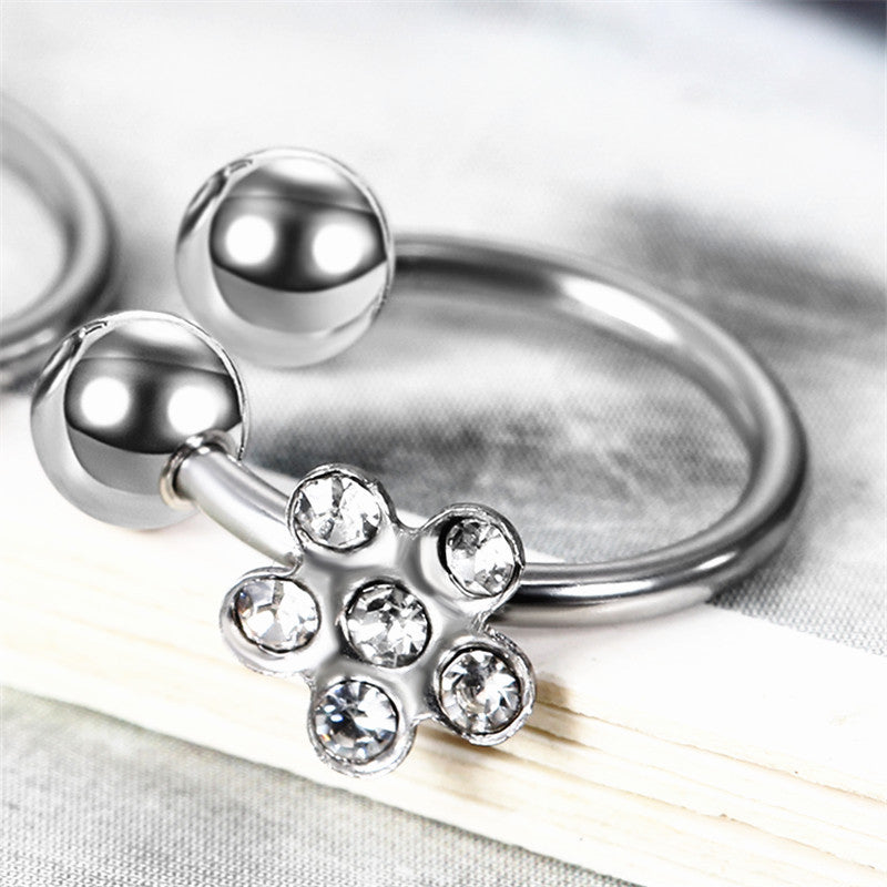 Ladies Horseshoe No Fade Barbell Sunflower Stone Nose Rings