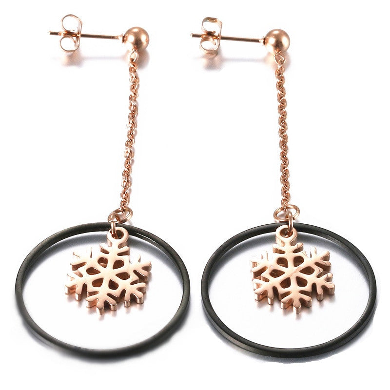 Tassel No Fade Stainless Steel Snowflake Street Casual Earrings