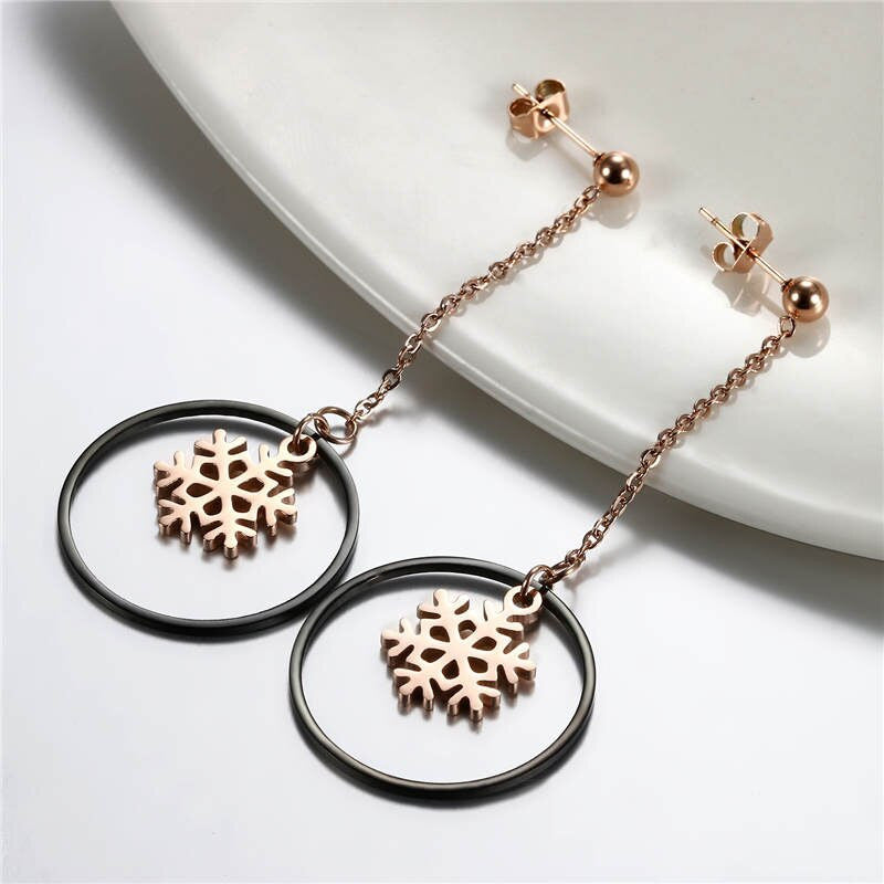 Fashionista Top Quality Tassel No Fade Stainless Steel Snowflake Street Casual Earrings