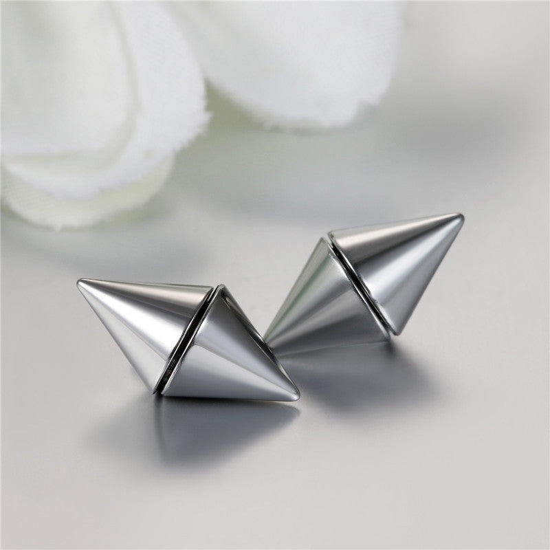 Magnetic Stainless Steel Spike Rivet Magnet Non Piercing Street Wear Earrings