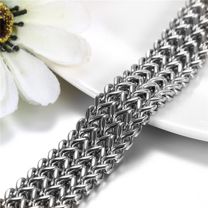 18mm Wide Franco Link Style No Fade 14k Gold Silver Stainless Steel Hip Hop Bracelet