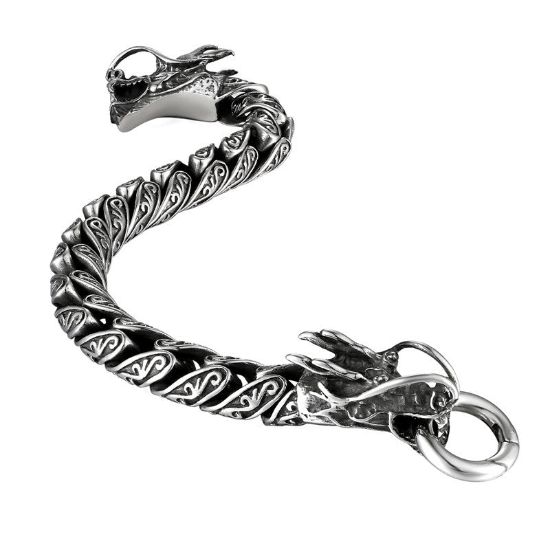 Twisted Dragon Double Head No Fade Stainless Steel Vintage Bracelets